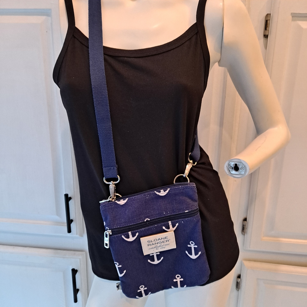 Sloane Ranger Navy Anchor Crossbody Bag